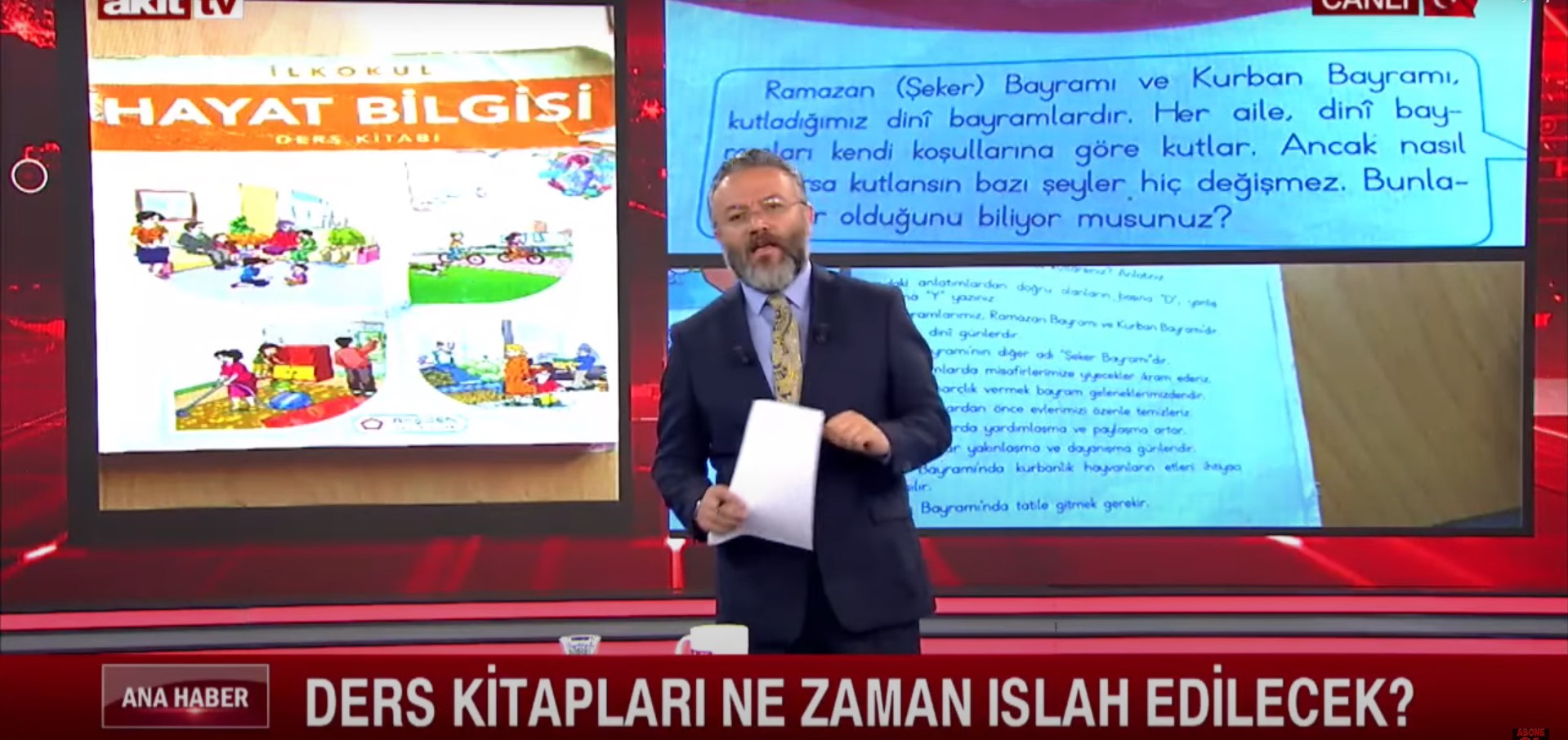 Akit TV sunucusu, ders kitaplarında Ramazan Bayramı'na 'Şeker' bayramı dendiği için canlı yayında sinirden çılgına döndü! Türkiye'nin altından halısı çekildi!