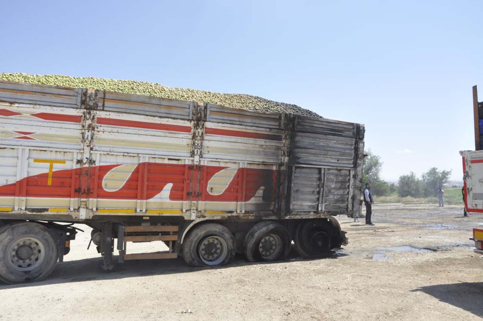 Kayısı yüklü kamyonet bir anda alev aldı! Kamyonette uyuyakalan sürücü son anda kurtuldu!