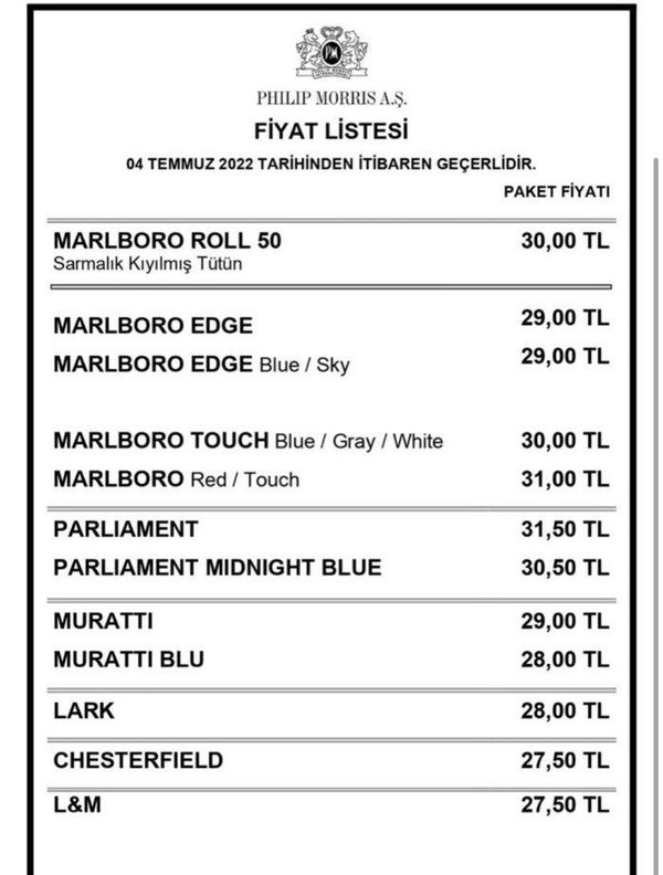 4 Temmuz sigara fiyatları | 2022 zamlı sigara fiyatları
