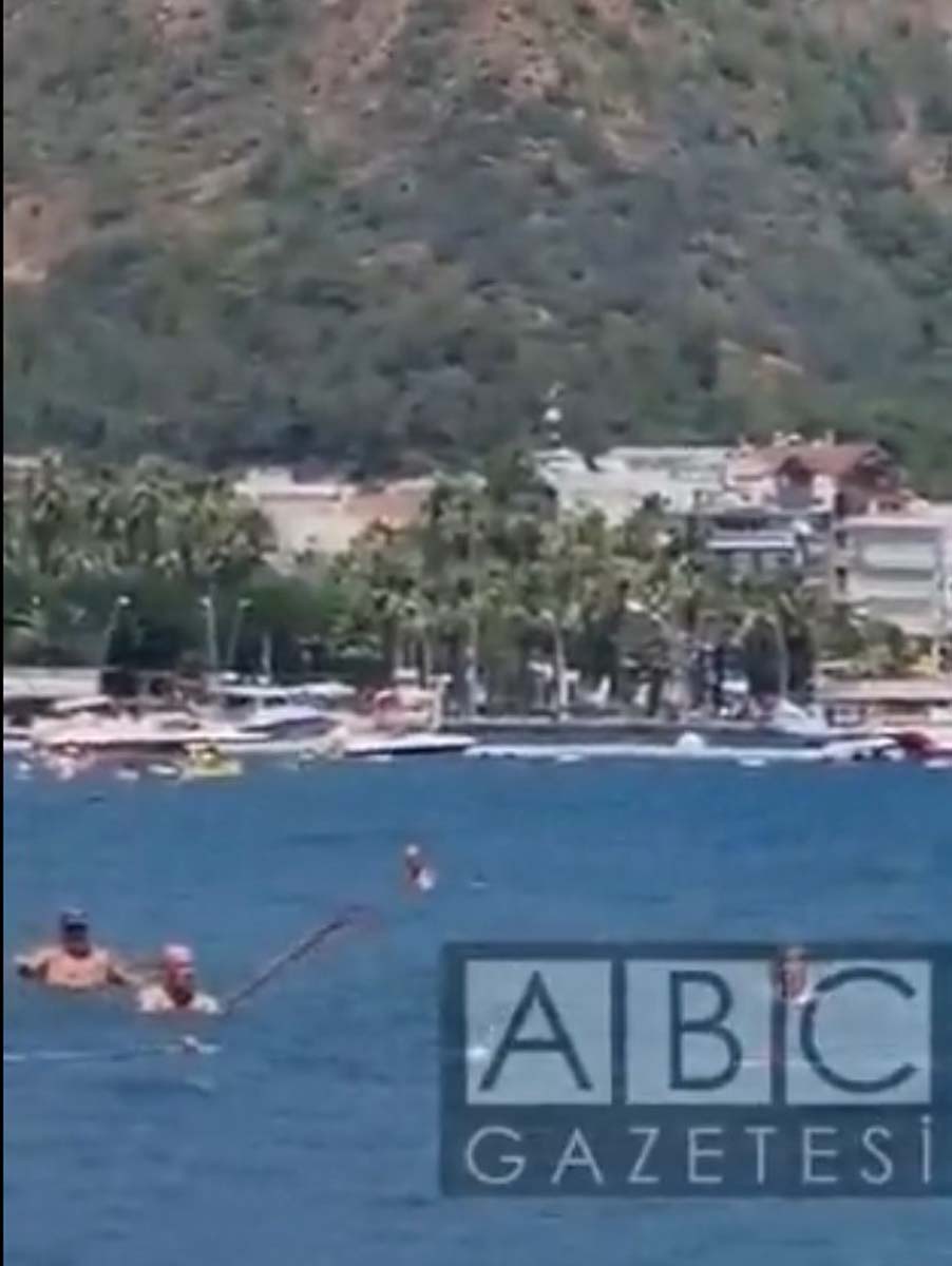 Muğla Marmaris'te köpek balığı paniği! Vatandaşlar köpek balığının başına pas pasla vurdu! O anların videosu viral oldu