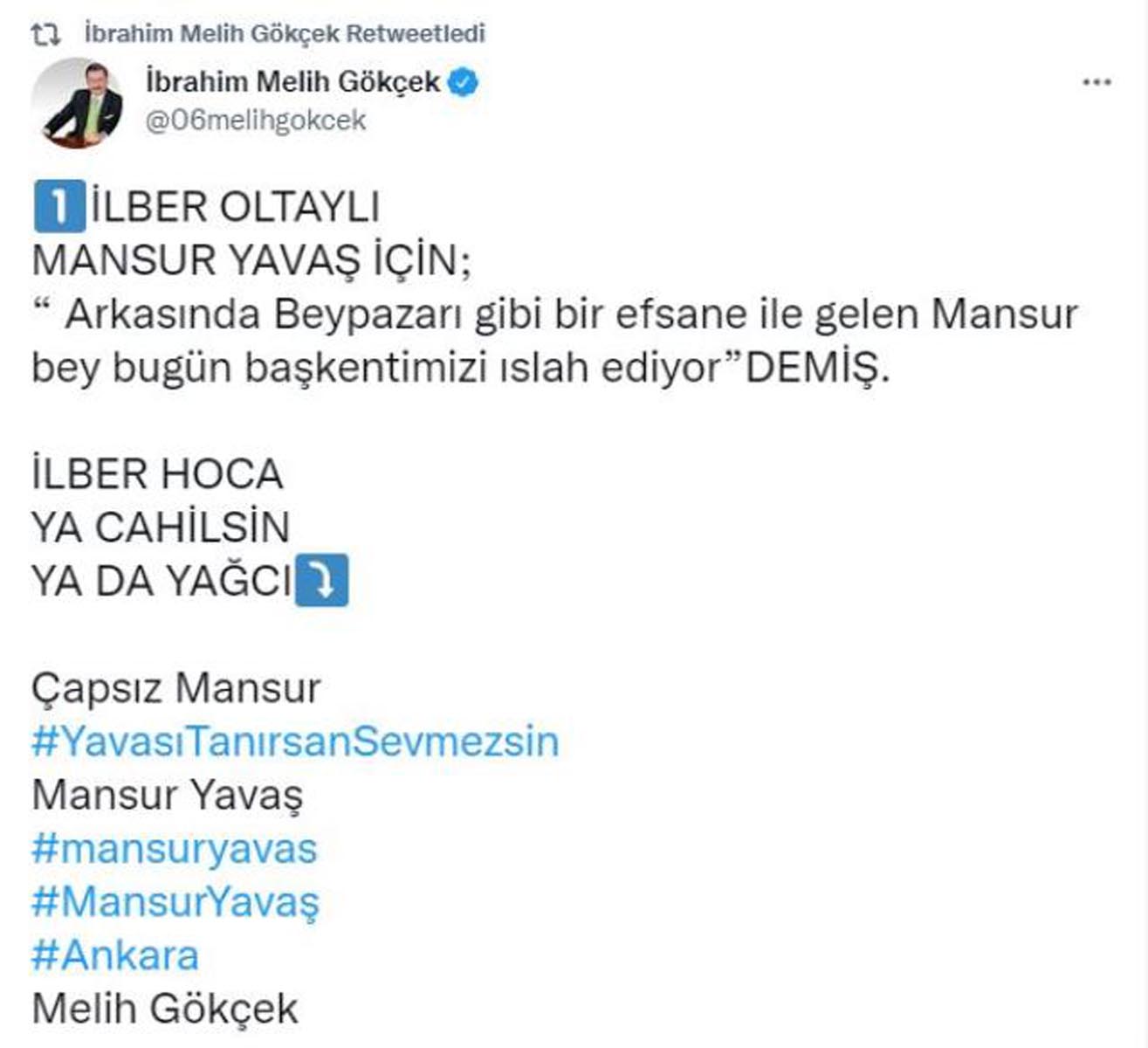 İlber Ortaylı'nın eleştirileri bu kez fitili ateşledi! Melih Gökçek'ten sert uyarı geldi! Seni söndürmek bana acayip keyif verir inşallah