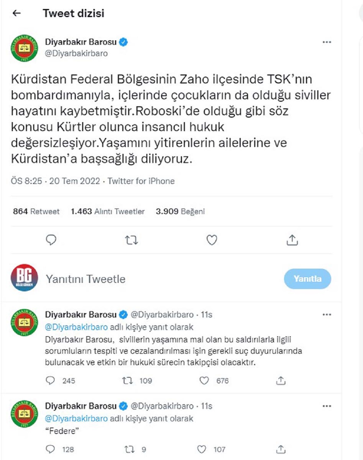 Diyarbakır Barosu'ndan skandal açıklama! Irak'taki saldırıdan TSK'yı sorumlu tuttular 