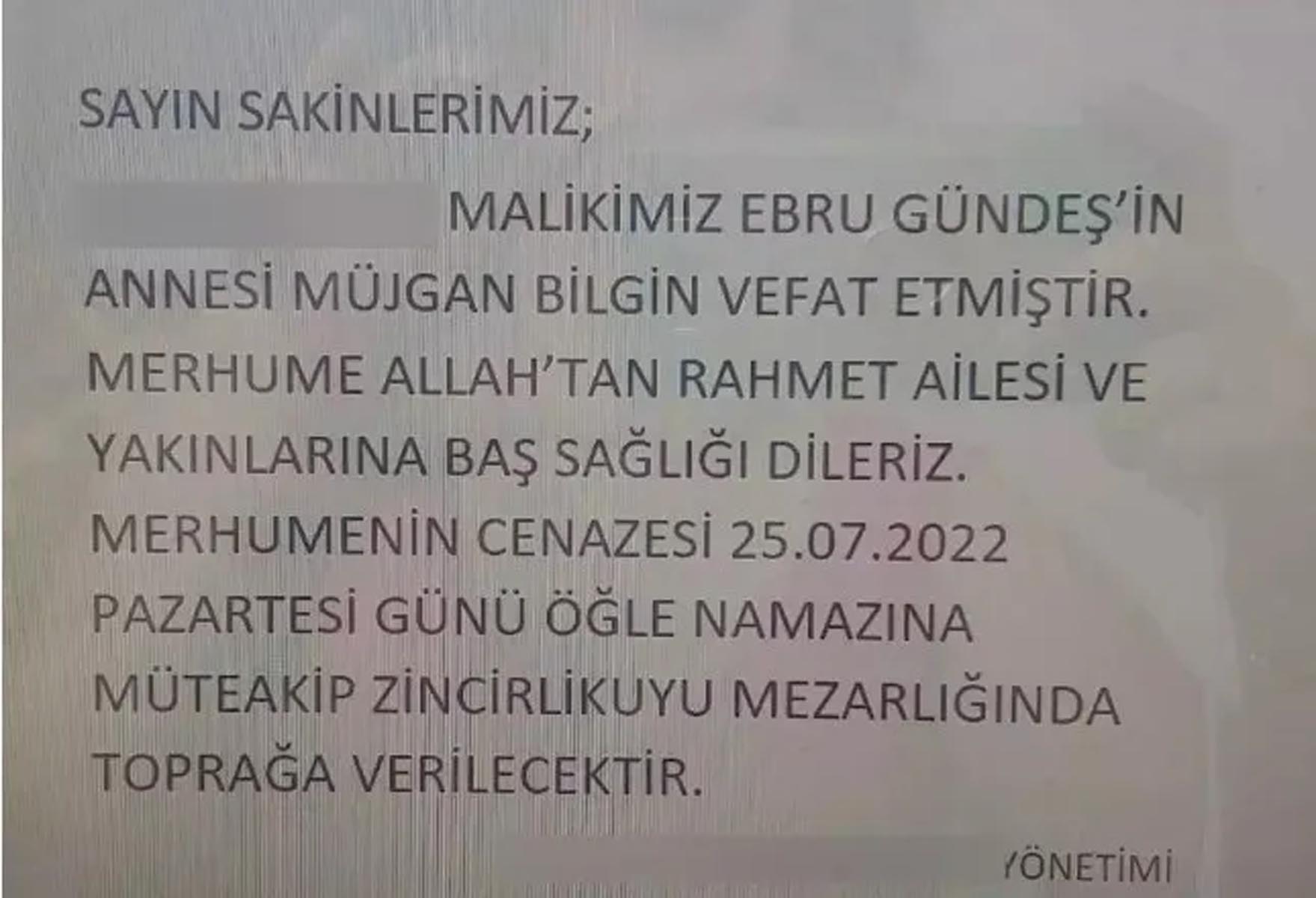 Ebru Gündeş'den acı haber! Gündeş'in annesi Müjgan Bilgin hayatını kaybetti