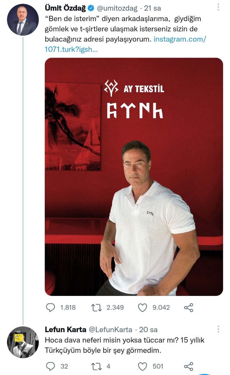 Ümit Özdağ giydiği tişörtlerin reklamını yaptı, takipçilerinin hışmına uğradı! 