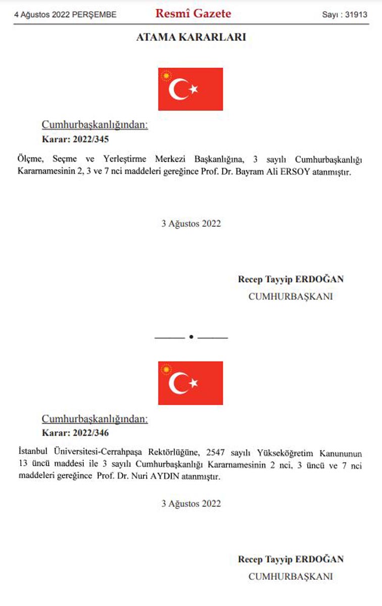 Karar Resmi Gazete'de yayımlandı! Yeni ÖSYM Başkanı Prof. Dr. Bayram Ali Ersoy oldu!