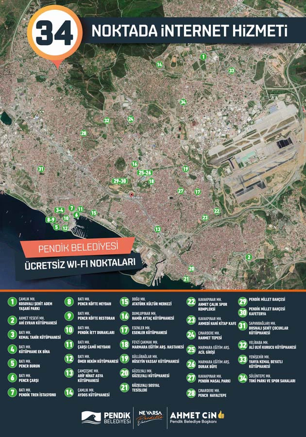 Pendik Belediyesi ücretsiz WİFİ alanlarını genişletiyor! İlçe genelinde aktif WİFİ sayısı 34 oldu!