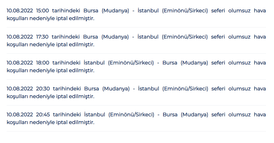 AKOM'un şiddetli yağış uyarsından sonra tüm seferler iptal oldu! Yola çıkacakları üzecek haber!