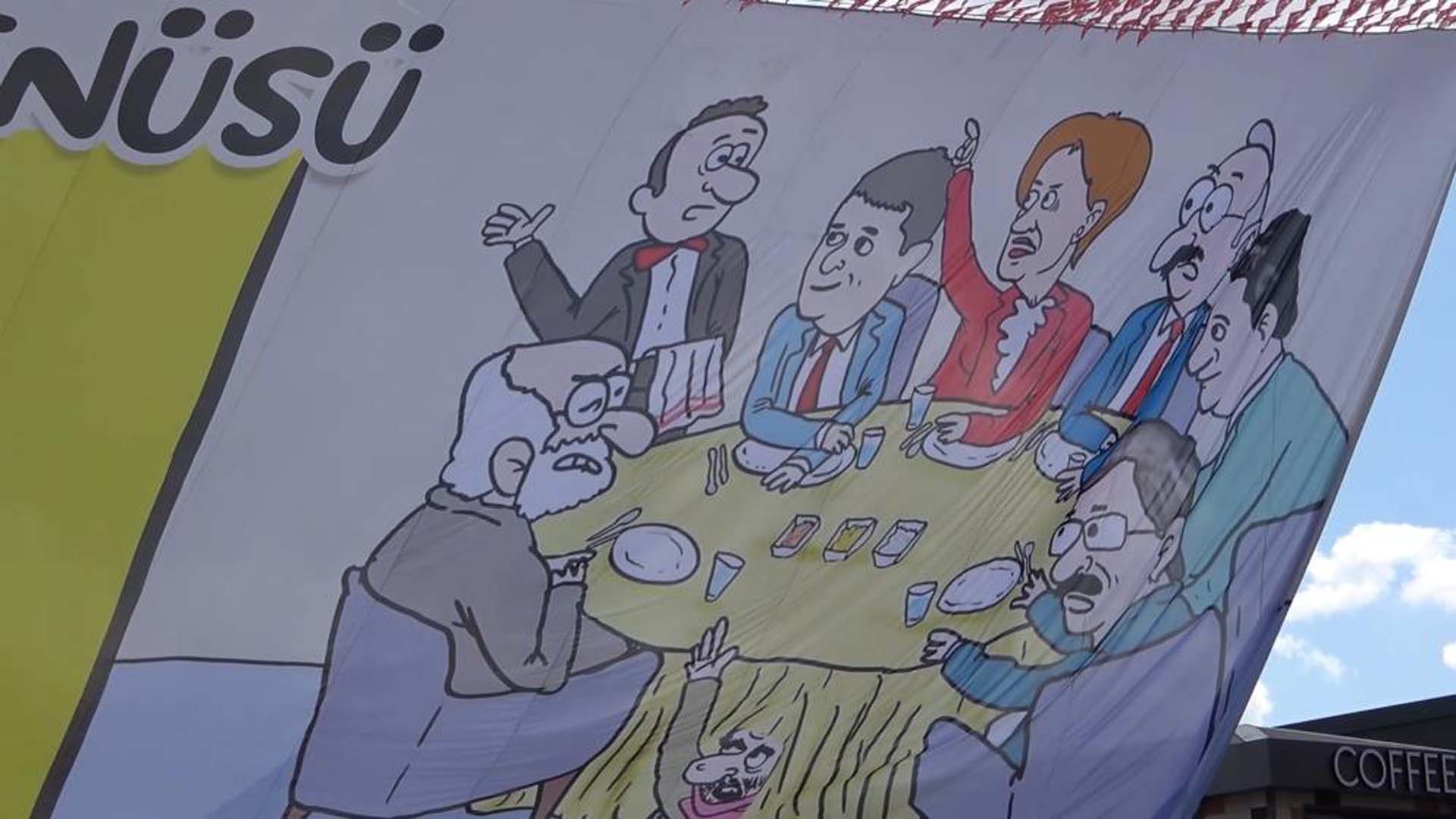 Vatandaşlar 6'lı masa için yemek menüsü hazırladı! Açılan pankart Cumhurbaşkanı Recep Tayyip Erdoğan'ın gözünden kaçmadı! Ye yiyebildiğin kadar