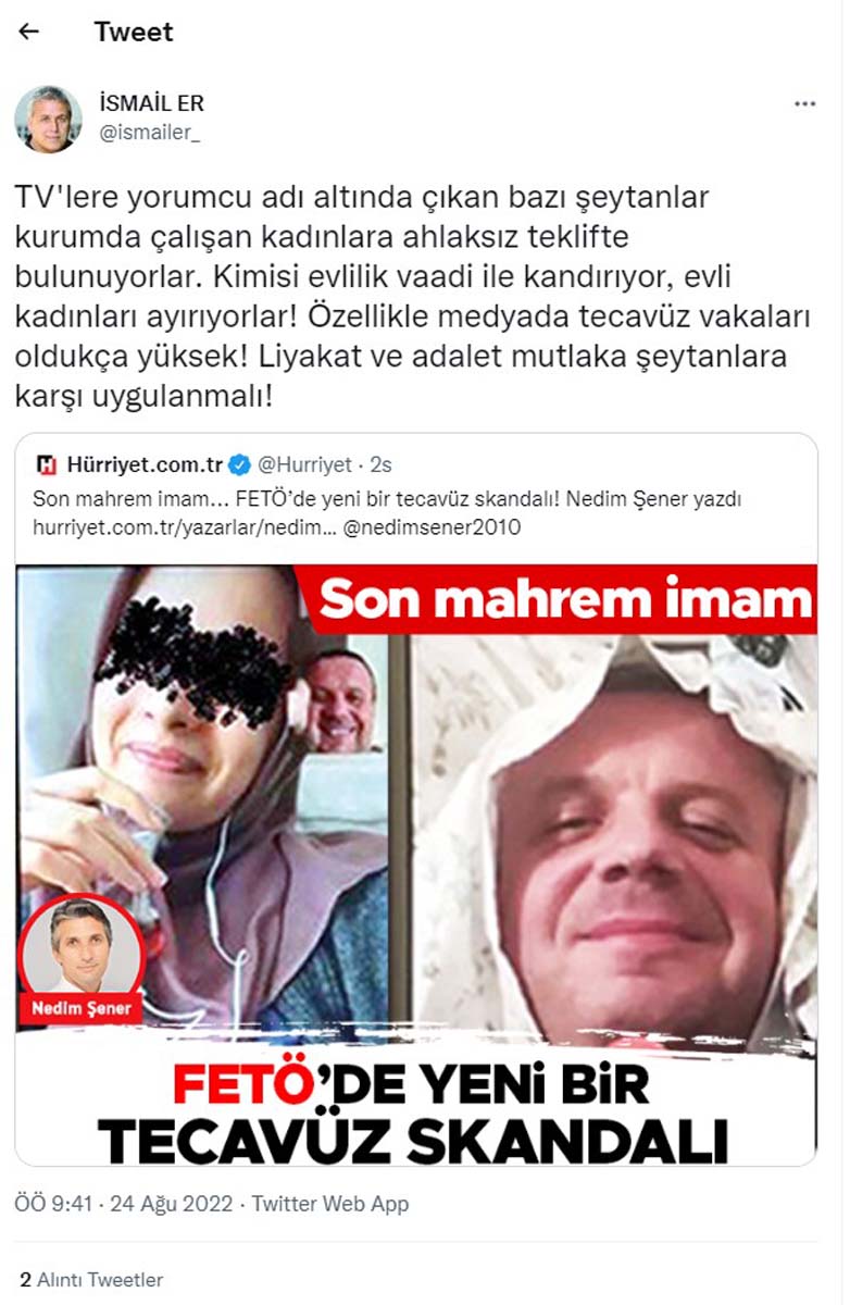 Ünlü gazeteciden olay iddia! Yorumcu adı altında bazı şeytanlar kurumda çalışan kadınlara ahlaksız teklifte bulunuyor Nedim Şener isim istedi