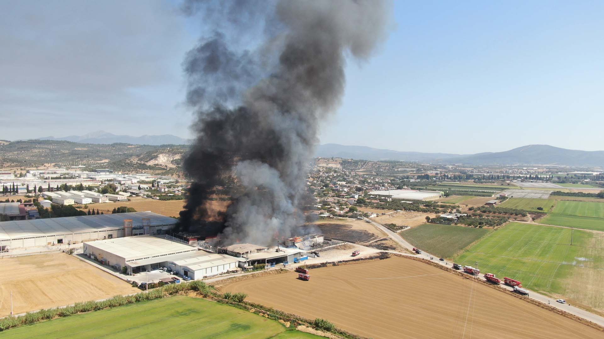 İzmir Torbalı'da korkutan yangın! Kozmetik fabrikası alev alev yanıyor 