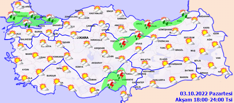 3 Ekim 2022 Pazartesi günü hava durumu nasıl olacak? Meteoroloji'den kuvvetli yağış uyarısı! İşte il il hava durumu...