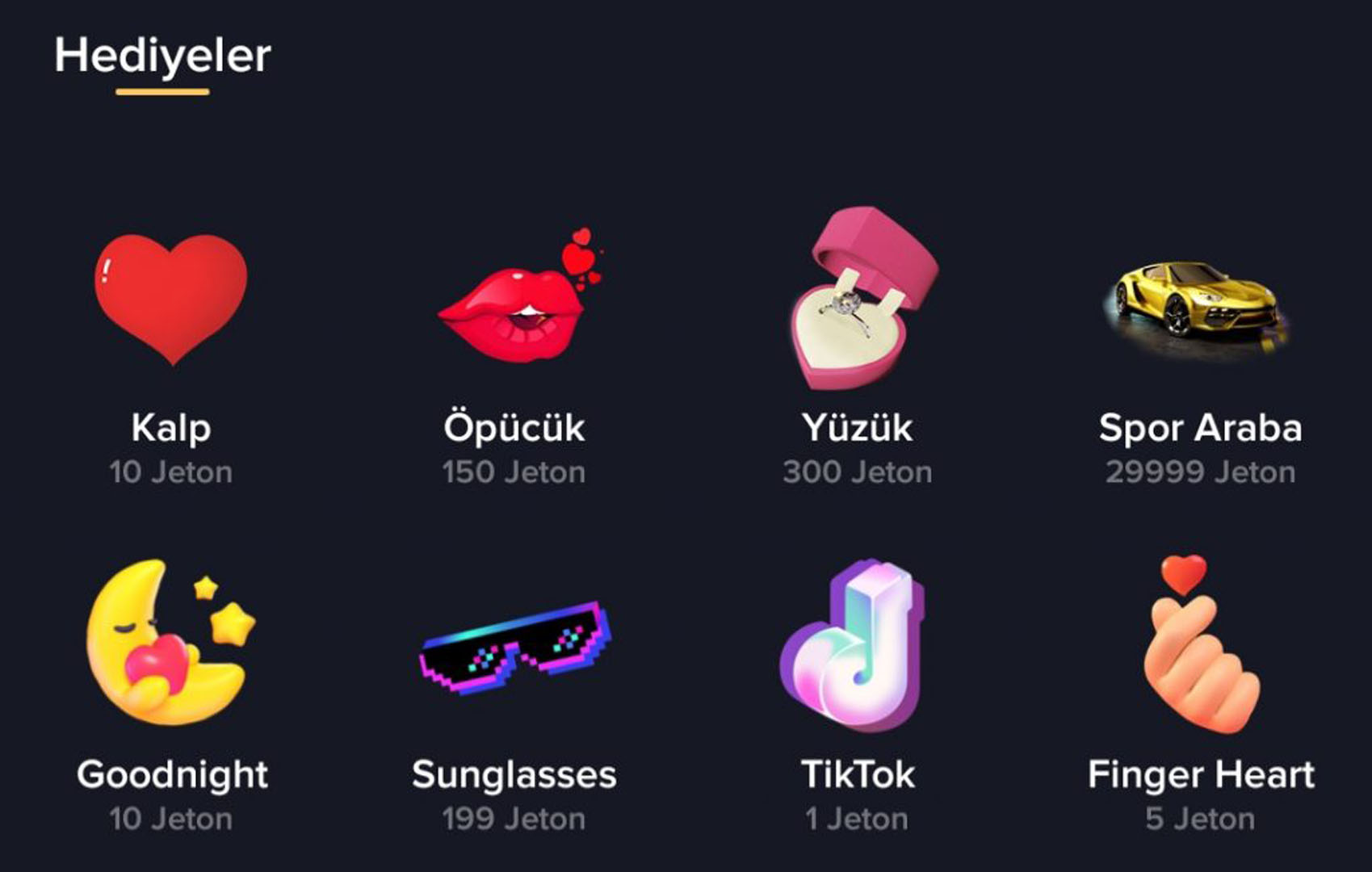 TikTok hediye fiyatları 2022 ne kadar? Yat, Aslan, Gözlük Kaç TL?