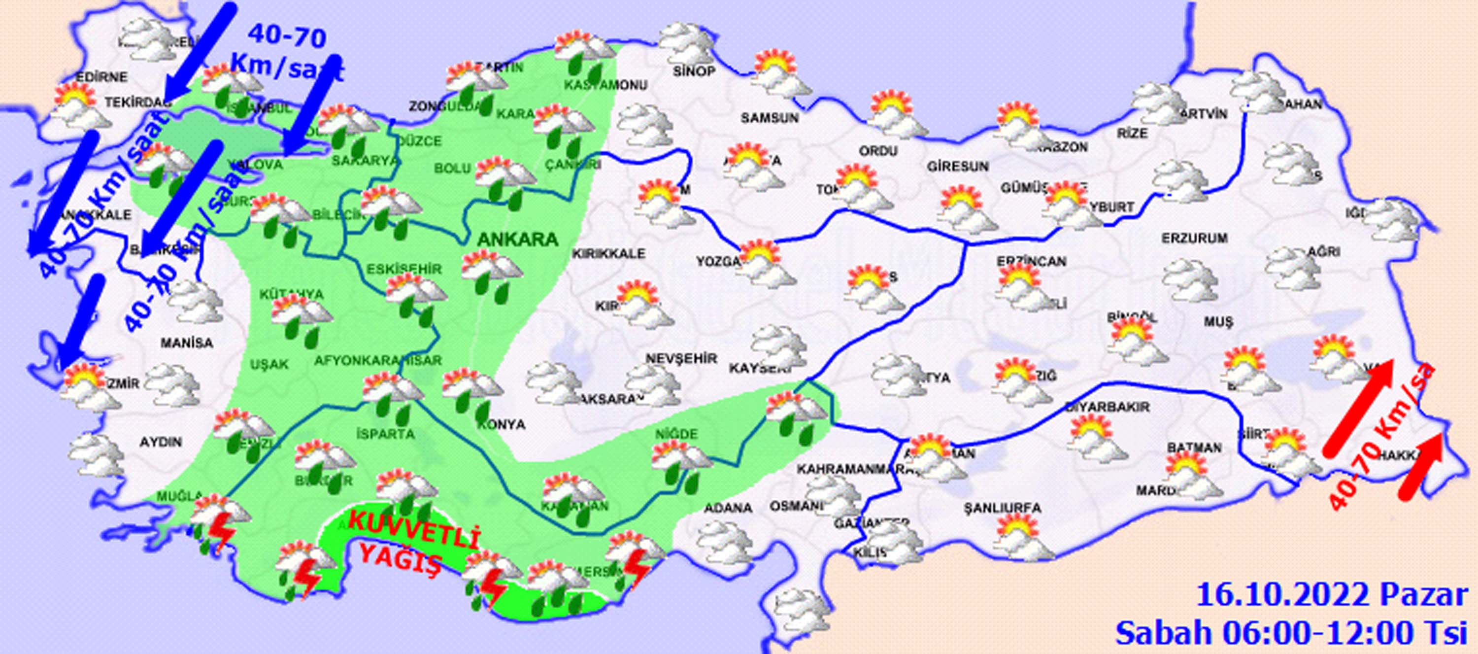 16 Ekim Pazar hava durumu: Meteoroloji uyardı! O bölgelerde göz gürültülü sağanak yağış görülecek!