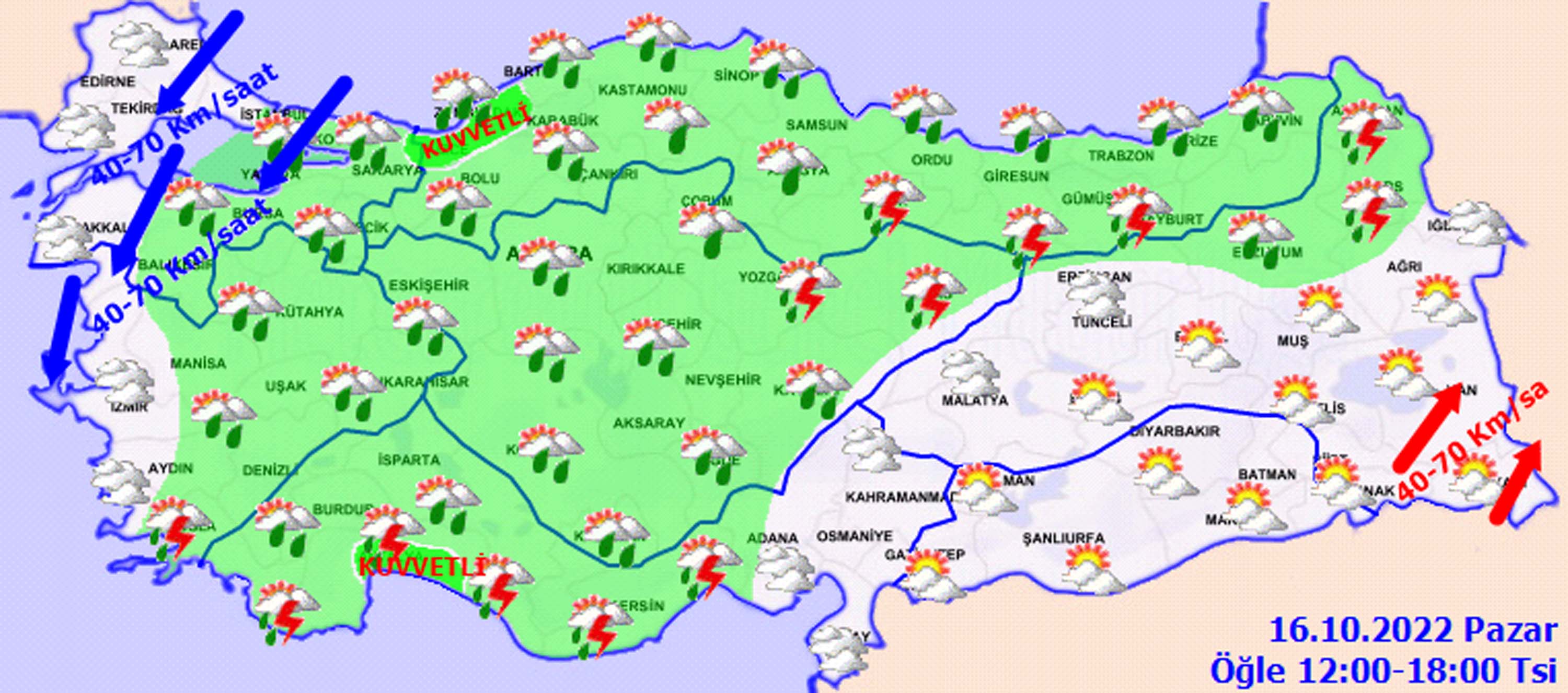16 Ekim Pazar hava durumu: Meteoroloji uyardı! O bölgelerde göz gürültülü sağanak yağış görülecek!
