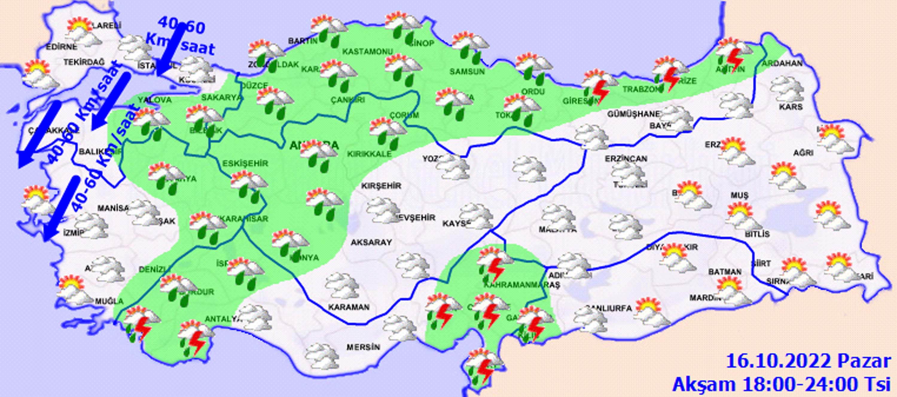 16 Ekim Pazar hava durumu: Meteoroloji uyardı! O bölgelerde göz gürültülü sağanak yağış görülecek!