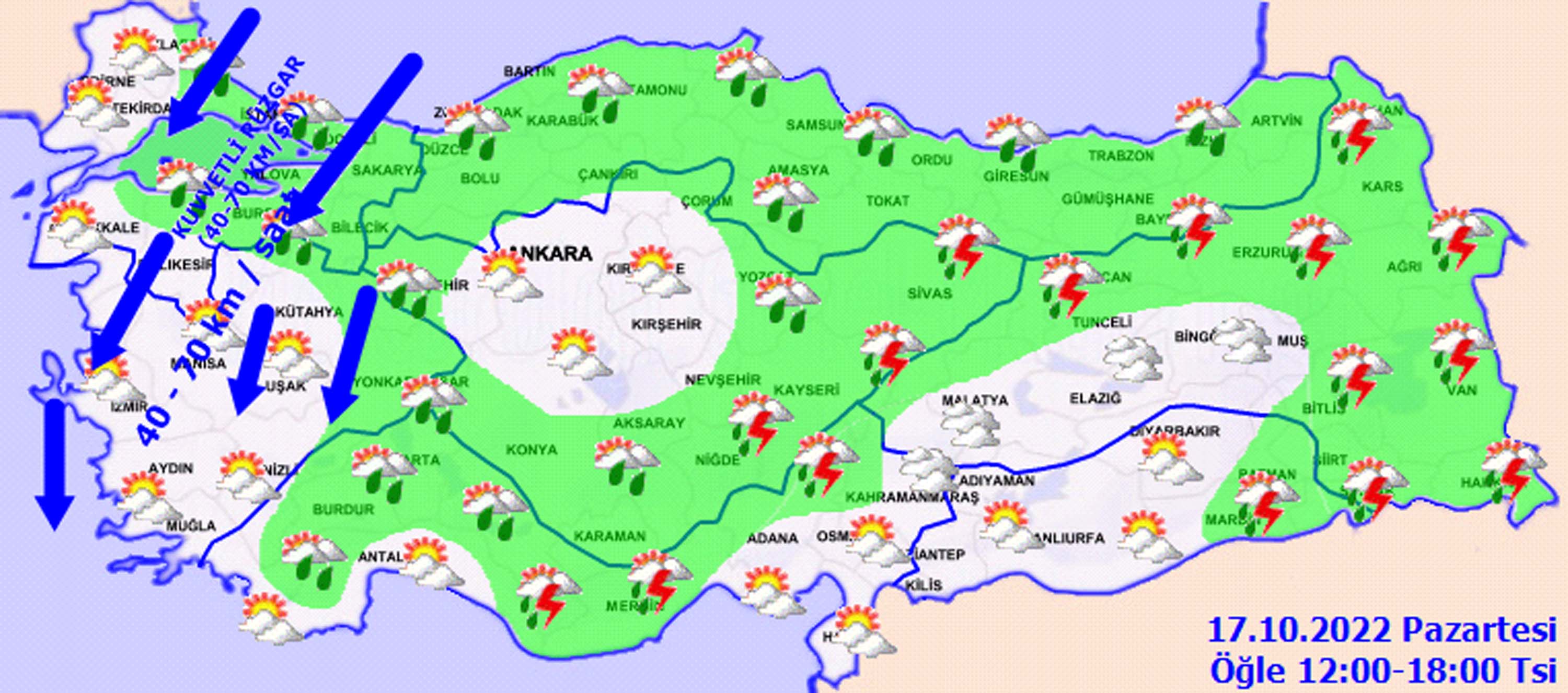 17 Ekim Pazartesi hava durumu: Meteoroloji o illeri tek tek saydı, dikkat! Fırtına ve sağanak yağış geliyor!