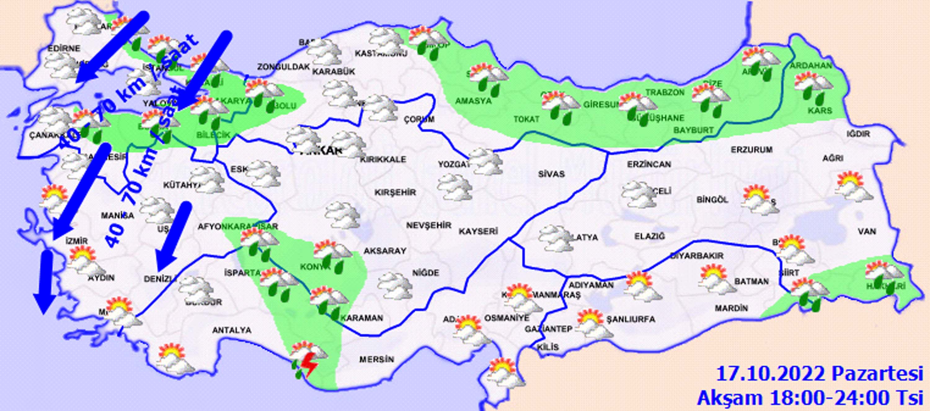 17 Ekim Pazartesi hava durumu: Meteoroloji o illeri tek tek saydı, dikkat! Fırtına ve sağanak yağış geliyor!