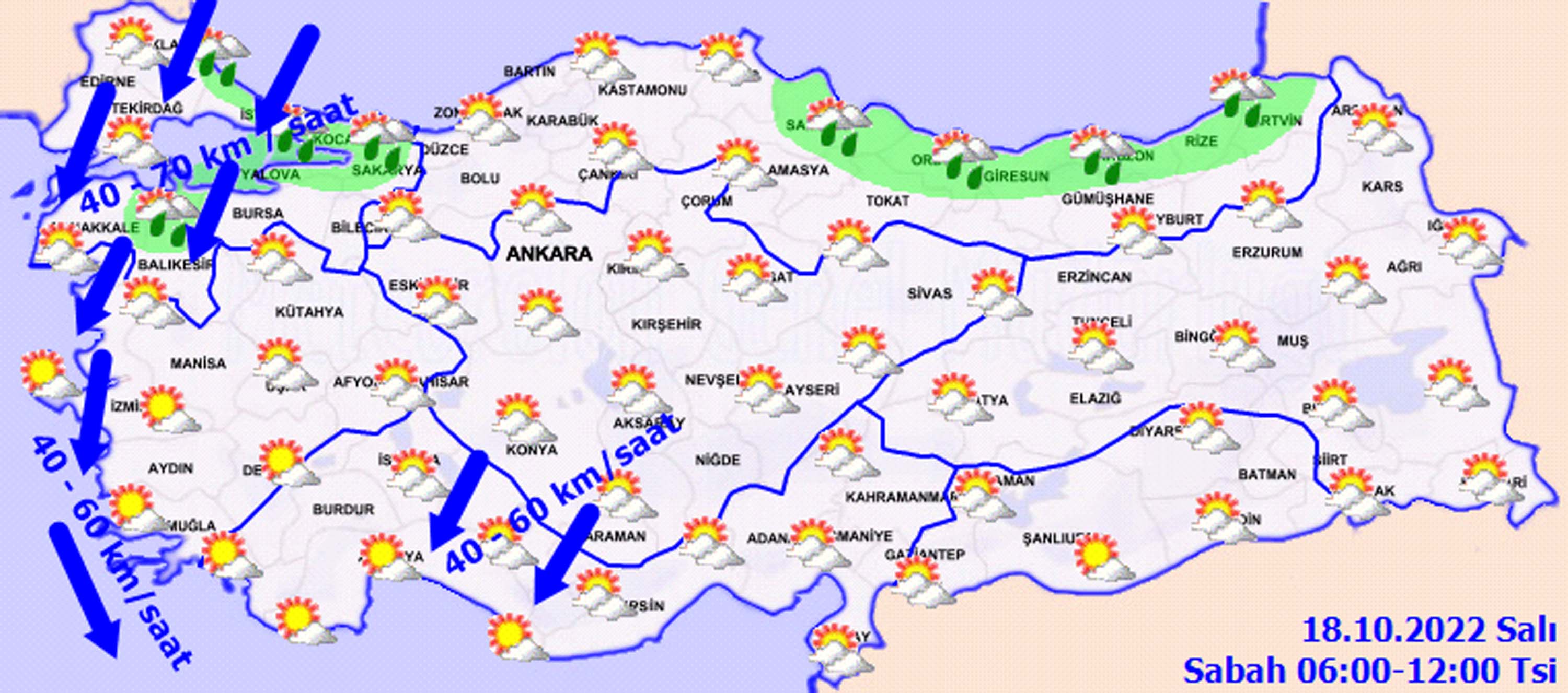 18 Ekim Salı hava durumu: Meteorolojiden tedbirli olun uyarısı! O bölgelerde şiddetli rüzgar ve sağanak yağış görülecek!
