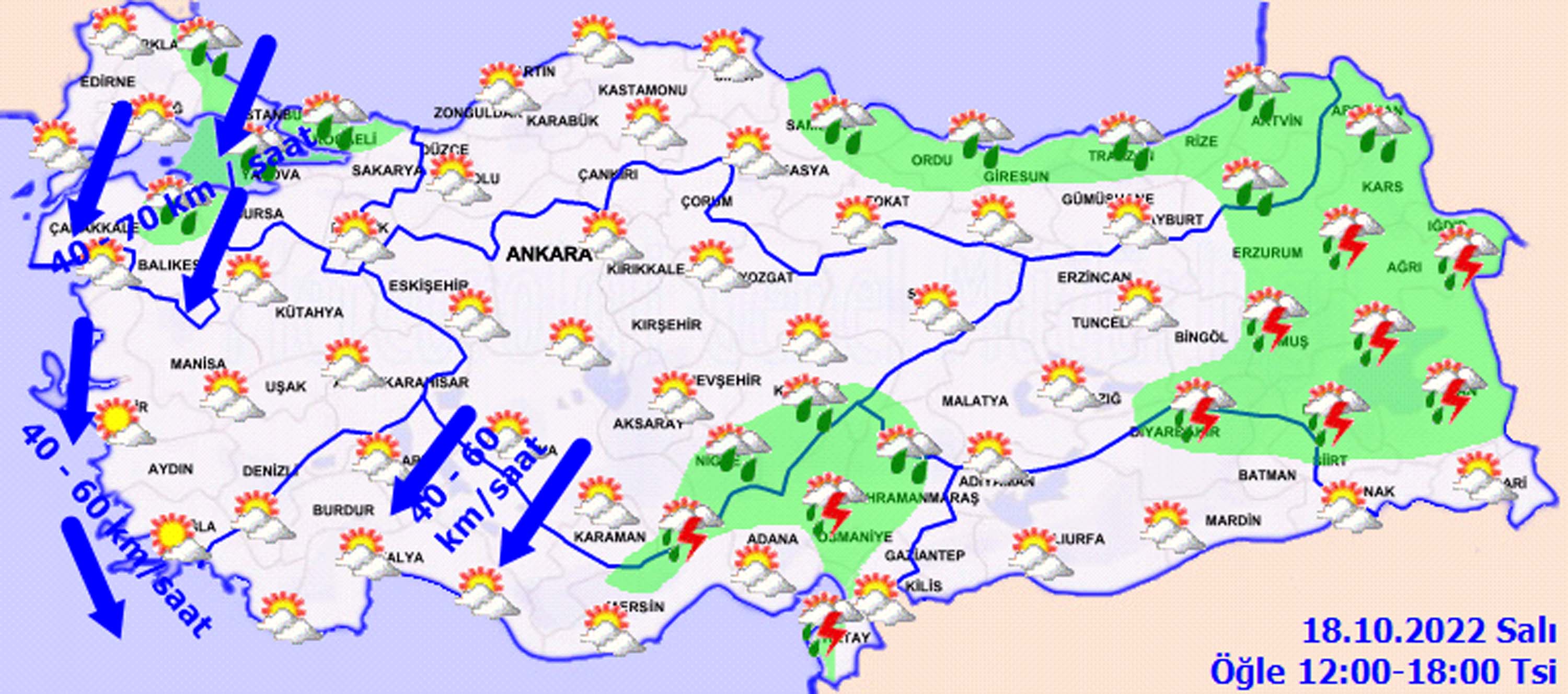 18 Ekim Salı hava durumu: Meteorolojiden tedbirli olun uyarısı! O bölgelerde şiddetli rüzgar ve sağanak yağış görülecek!