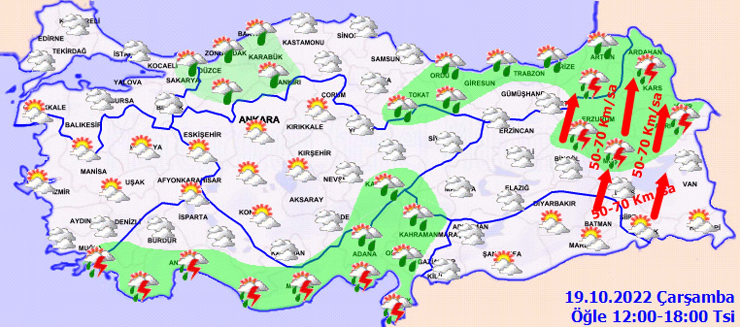 19 Ekim 2022 Çarşamba hava durumu: Dikkat, Meteoroloji kritik uyarıyı verdi! Fırtına bugünü olumsuz etkileyebilir!