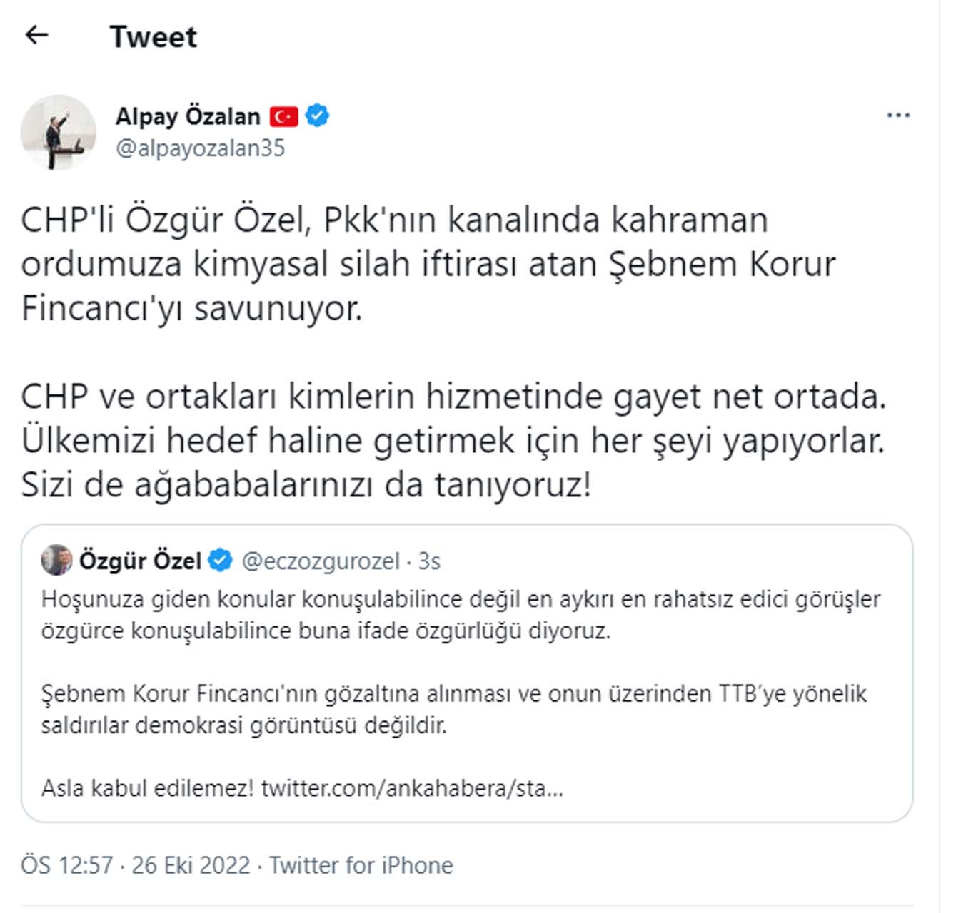 CHP'li Özgür Özel TTB Başkanı Fincanı'yı savundu, Alpay Özalan çileden çıktı: Kendine gel densiz