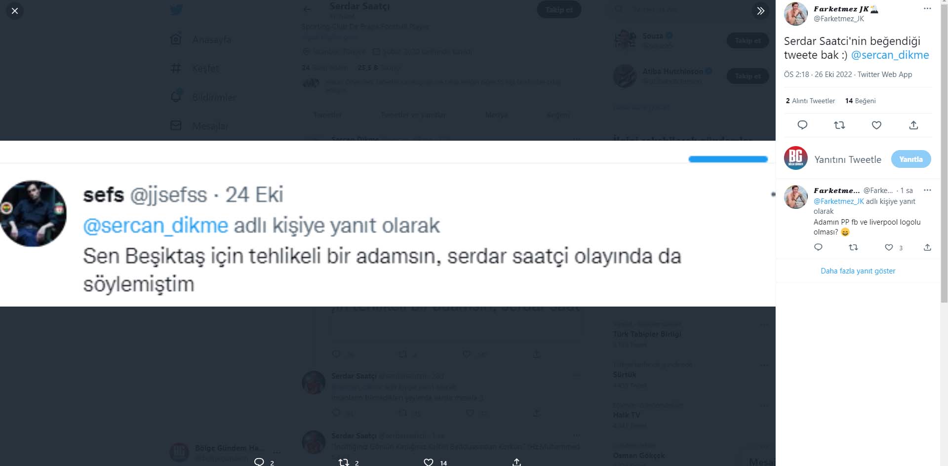  Sosyal medyada atıştılar! Serdar Saatçı ve A Spor muhabiri Sercan Dikme birbirine arasında polemik! 