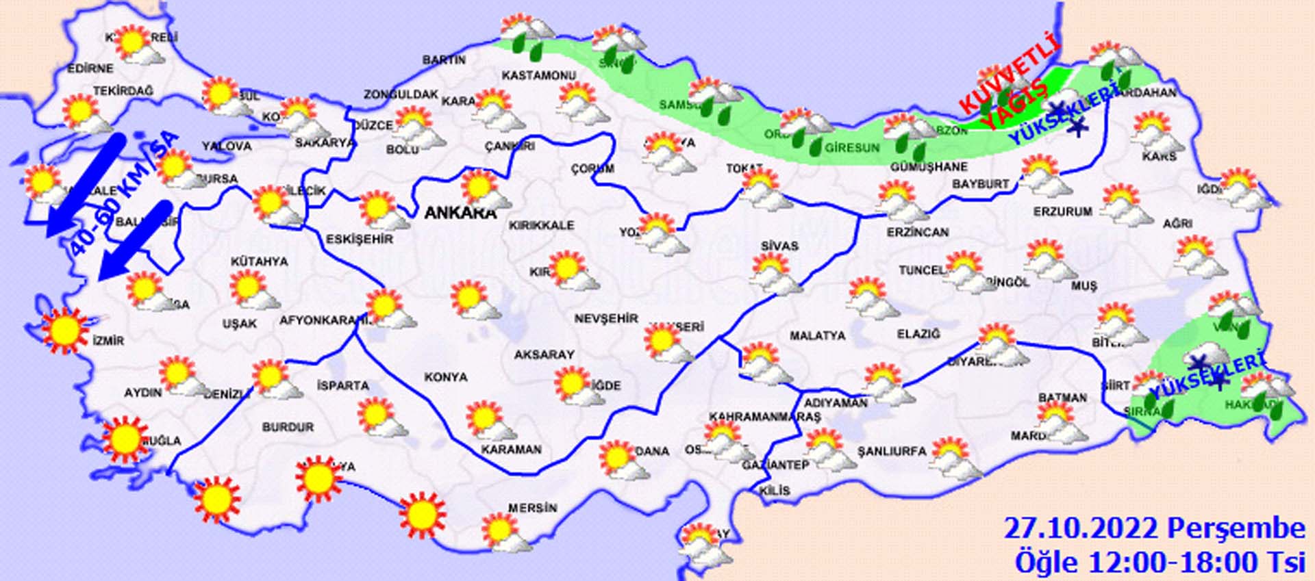 27 Ekim 2022 Perşembe hava durumu: Dikkat, o illerimizi sağanak yağış bekliyor!