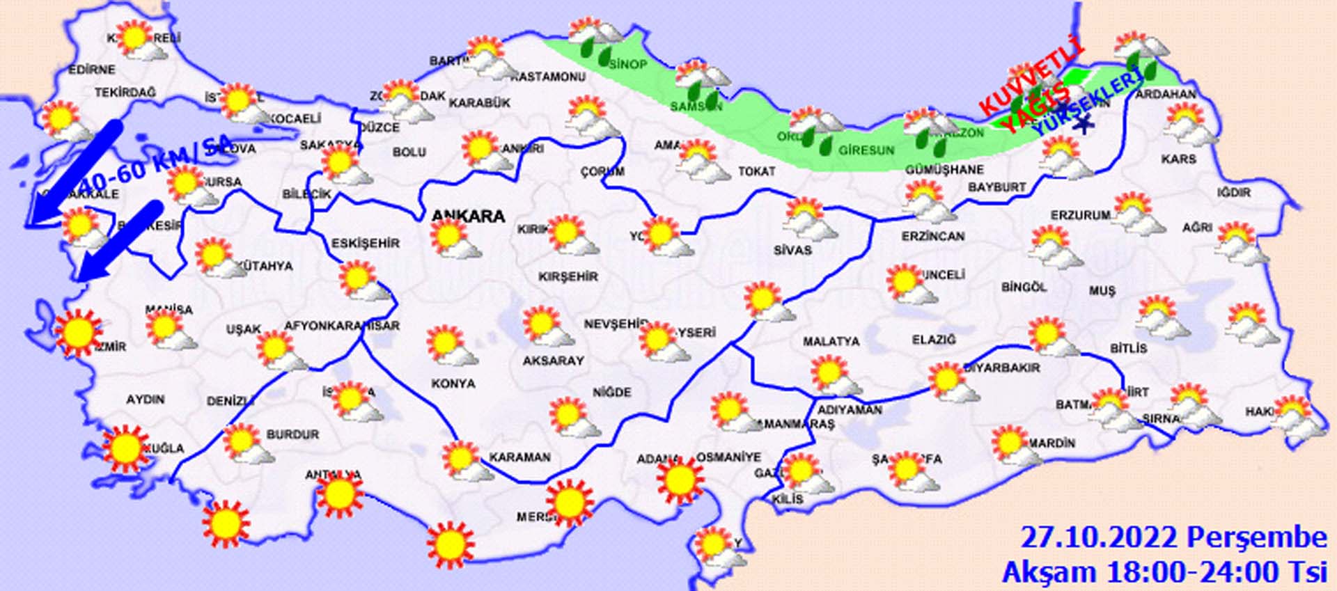 27 Ekim 2022 Perşembe hava durumu: Dikkat, o illerimizi sağanak yağış bekliyor!