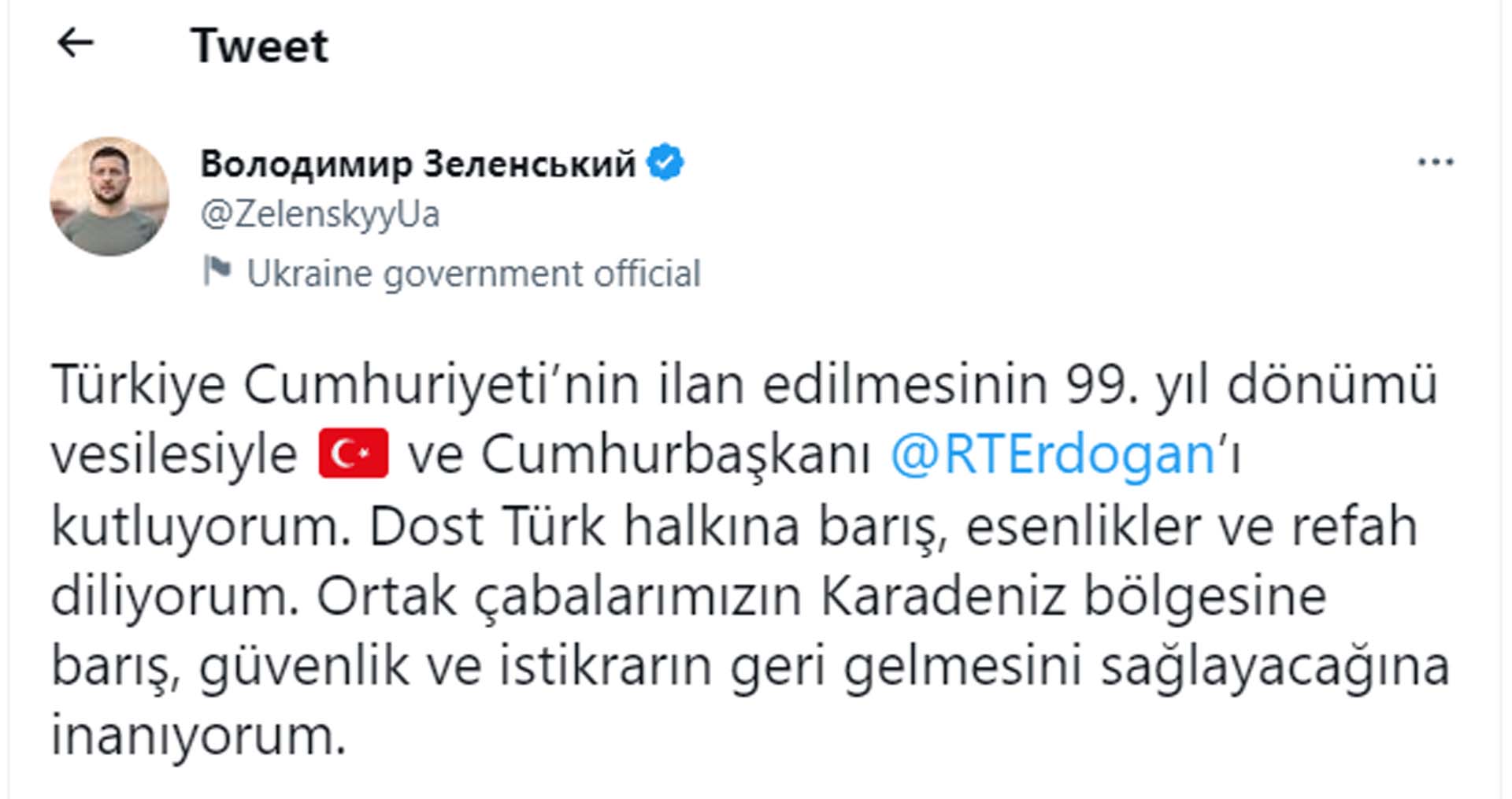 Ukrayna Cumhurbaşkanı Zelenskiy'den 29 Ekim Cumhuriyet Bayramı mesajı! Türkçe detayı dikkat çekti