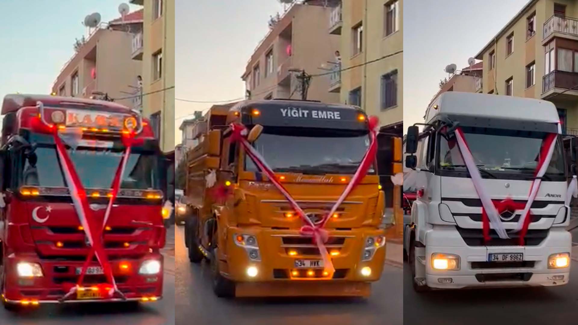 Gelini almaya TIR konvoyuyla gittiler! 