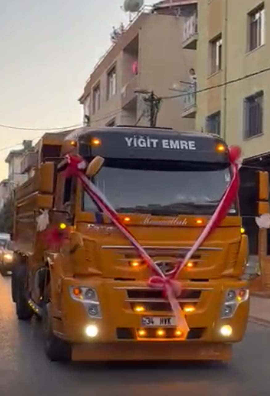 Gelini almaya TIR konvoyuyla gittiler! 