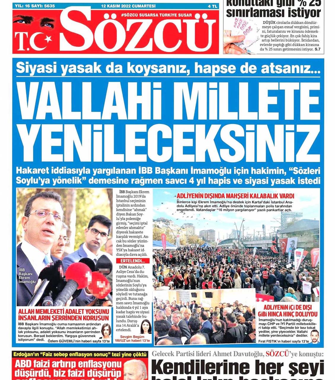 Sözcü Gazetesi - Ekrem İmamoğlu gerginliği sona erdi! Manşeti İmamoğlu'na ayırdılar 
