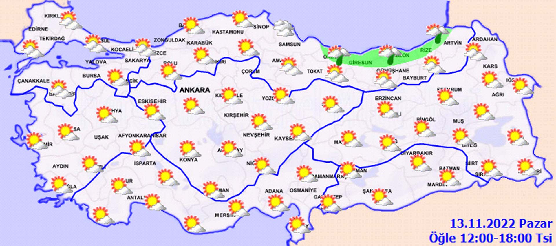 13 Kasım 2022 Pazar günlük hava tahmin raporu: O illerimizi sağanak yağış bekliyor!