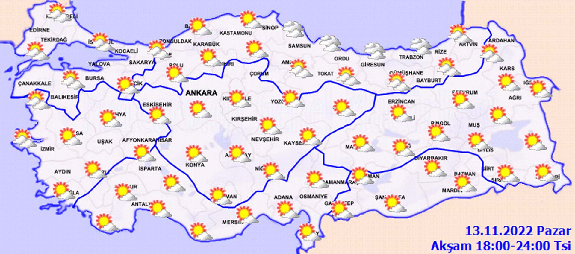 13 Kasım 2022 Pazar günlük hava tahmin raporu: O illerimizi sağanak yağış bekliyor!