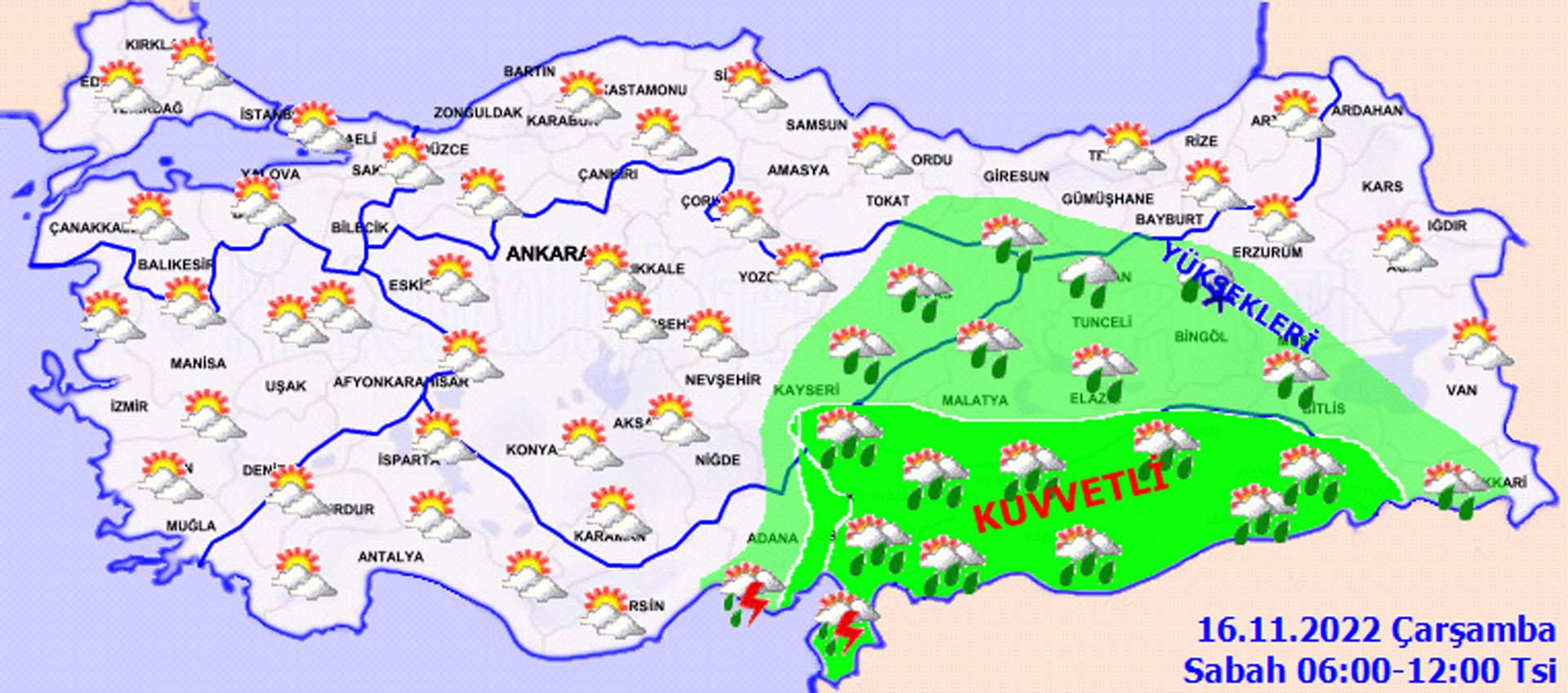 16 Kasım 2022 Çarşamba hava durumu | Dikkat! Kuvvetli sağanak yağışlar geri geliyor!