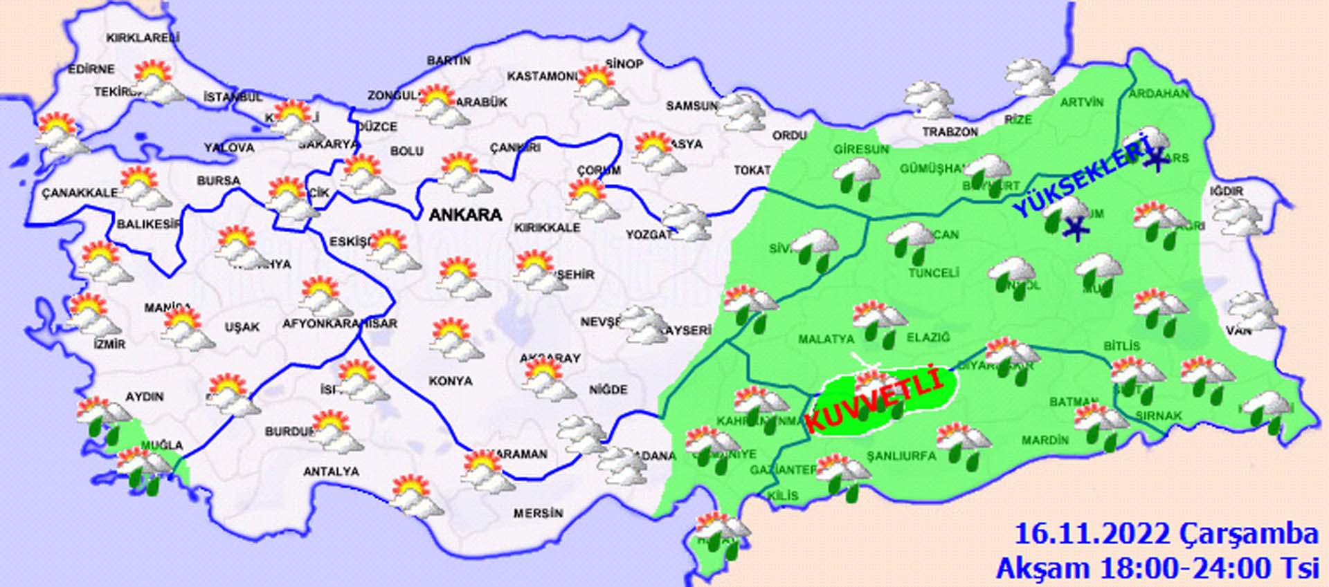 16 Kasım 2022 Çarşamba hava durumu | Dikkat! Kuvvetli sağanak yağışlar geri geliyor!