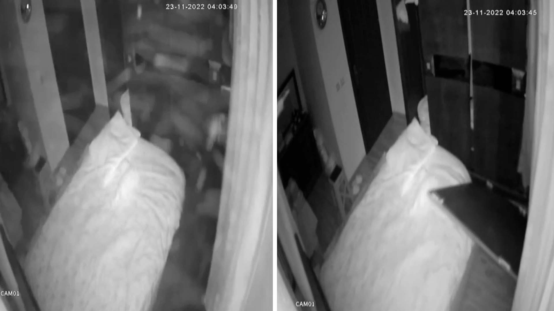 Düzce depreminin etkisi güvenlik kamerasına yansıdı! Gardırobun kapağı depreme dayanamadı 