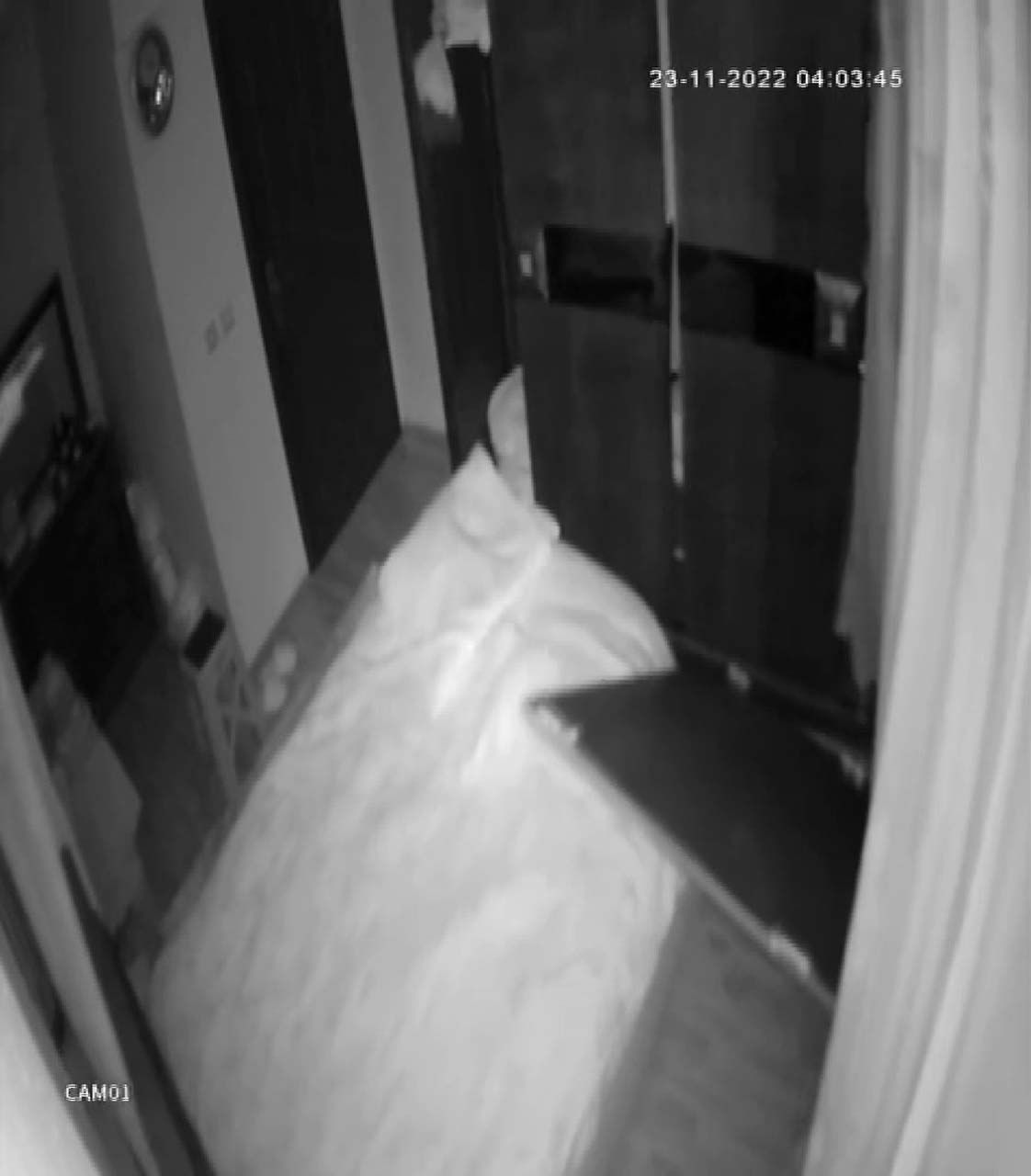 Düzce depreminin etkisi güvenlik kamerasına yansıdı! Gardırobun kapağı depreme dayanamadı 