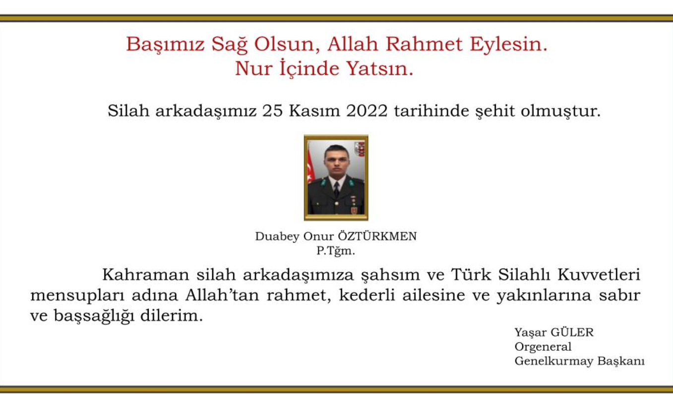 Şehit Teğmen Duabey Onur Öztürkmen kimdir? Kaç yaşında, nereli? Duabey Onur Öztürkmen biyografisi