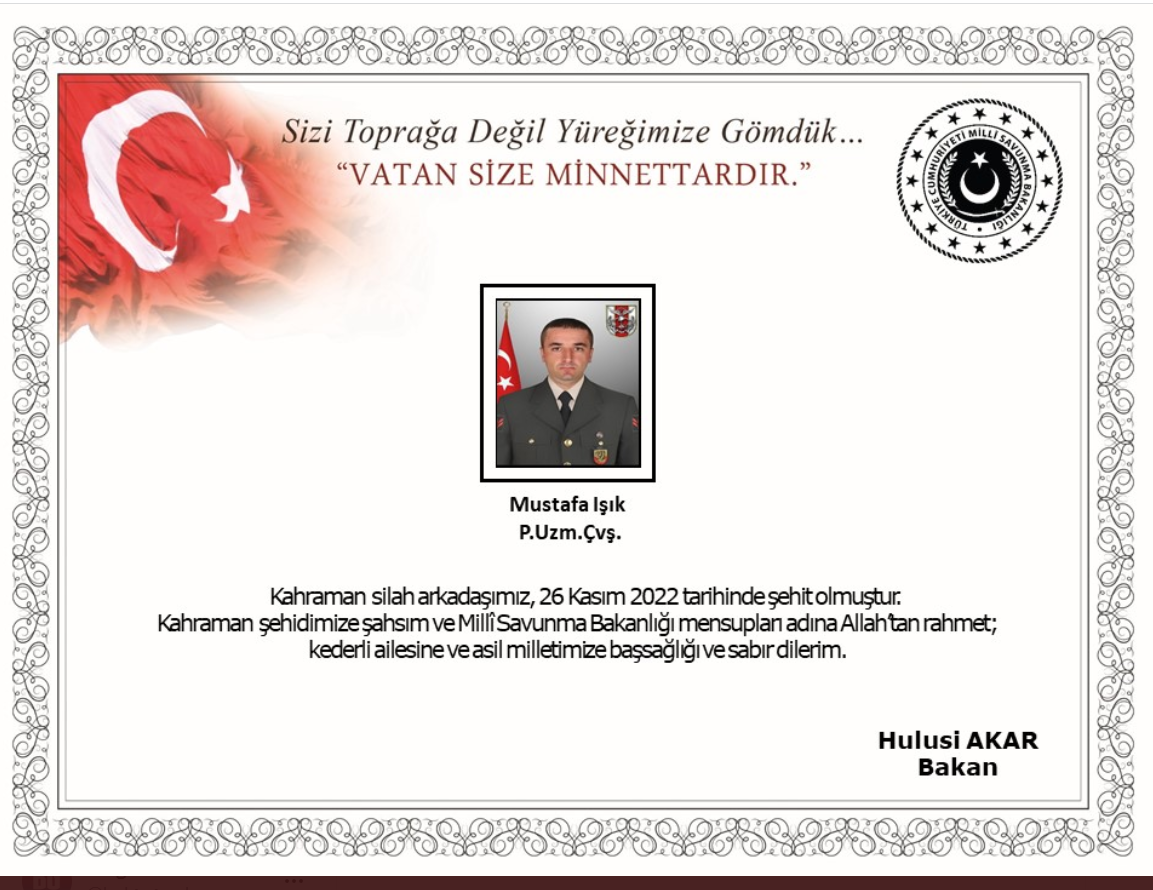 Milli Savunma Bakanlığı duyurdu: 4 askerimiz şehit oldu!