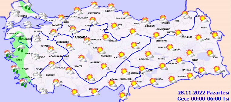 27 Kasım 2022 Pazar hava durumu: Bazı illerimizde karla karışık yağmur, bazı illerimiz de ise sağanak yağış bekleniyor!