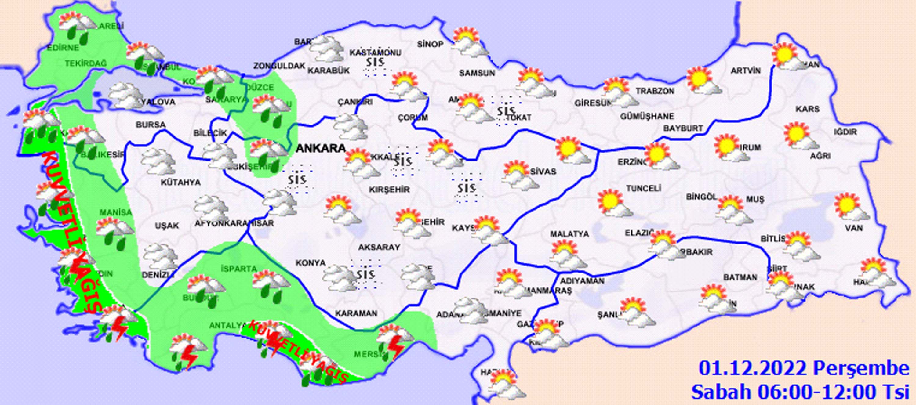 1 Aralık 2022 Perşembe hava durumu: Meteorolojiden sağanak yağış uyarısı! O bölgede yaşayanlar dışarı şemsiyesiz çıkmasın!