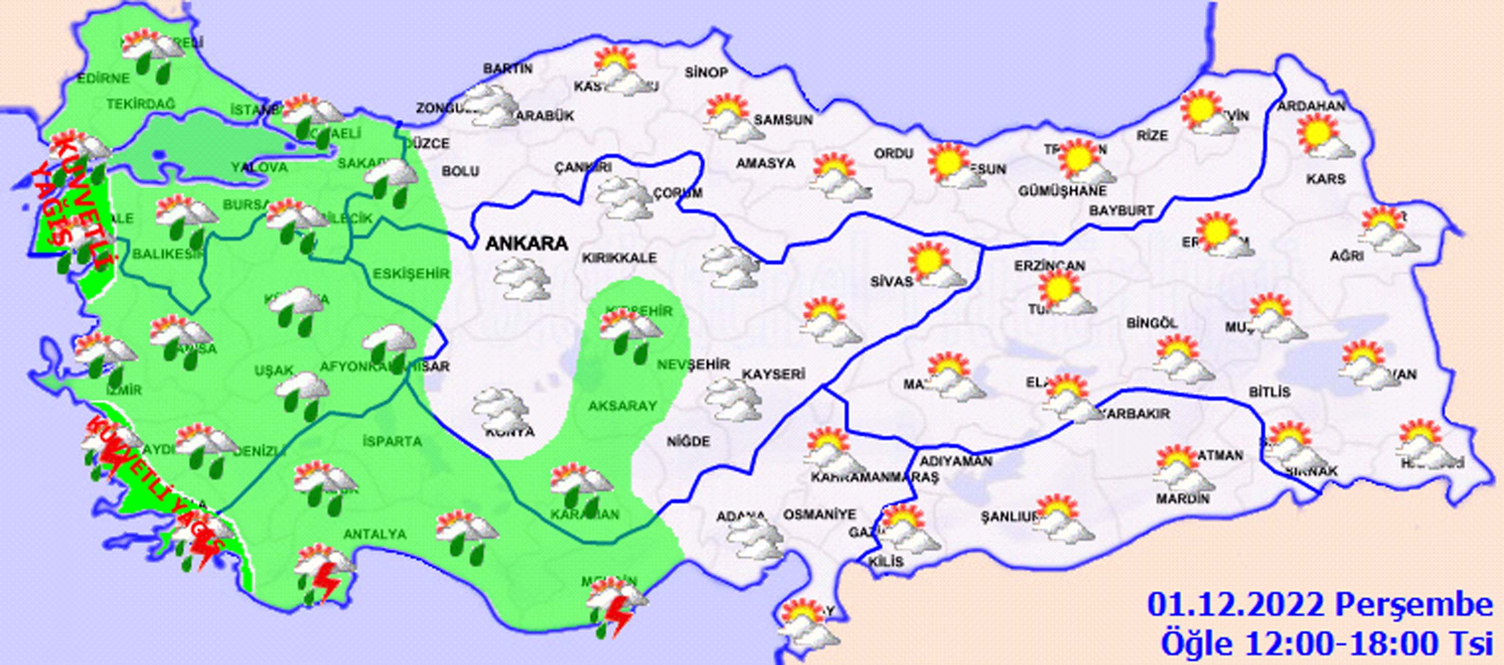 1 Aralık 2022 Perşembe hava durumu: Meteorolojiden sağanak yağış uyarısı! O bölgede yaşayanlar dışarı şemsiyesiz çıkmasın!