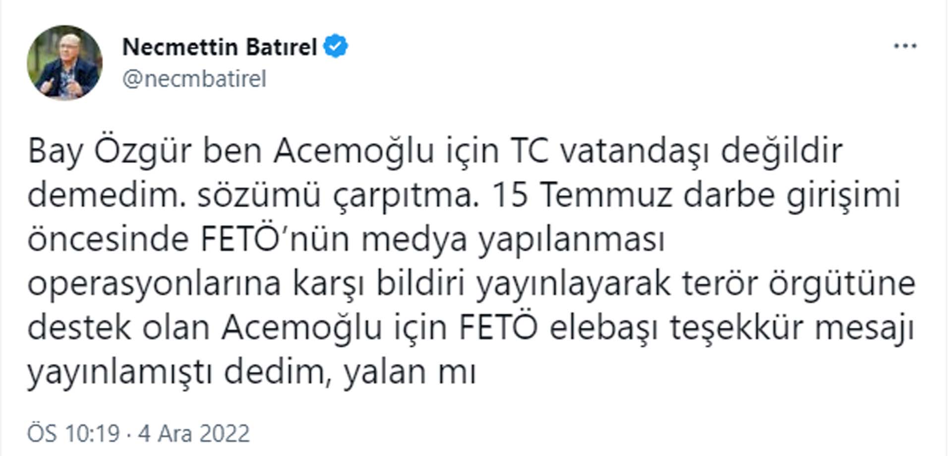 Ahmet Hakan, Necmettin Batırel'i yerden yere vurdu: Ne kadar ayıp, ırkçı, ötekileştirici, çirkin.