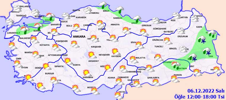 6 Aralık 2022 Salı hava durumu: Marmara ve Karadeniz'i sağanak yağış bekliyor!