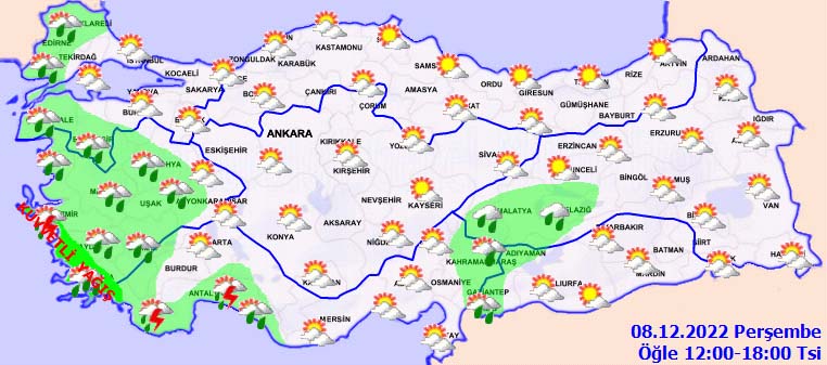 8 Aralık 2022 Perşembe hava durumu: Kuvvetli sağanak yağış o illerimizi vuracak!