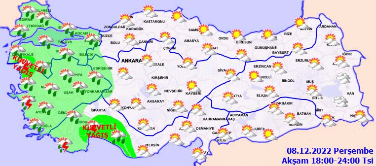 8 Aralık 2022 Perşembe hava durumu: Kuvvetli sağanak yağış o illerimizi vuracak!