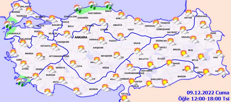 9 Aralık 2022 Cuma hava durumu: Karadeniz ve Ege kıyılarını yağış bekliyor!