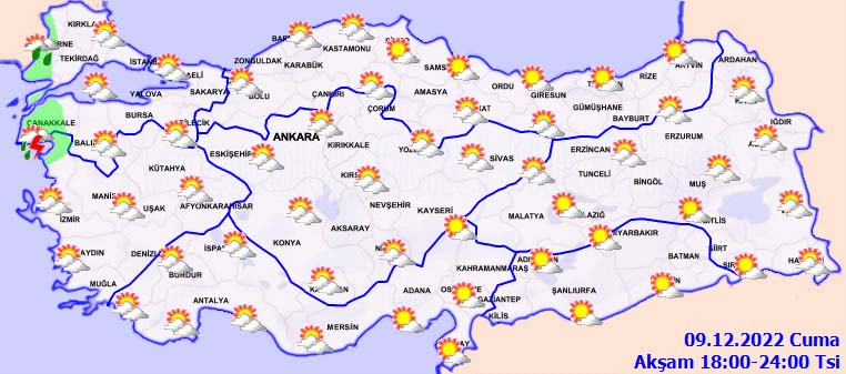 9 Aralık 2022 Cuma hava durumu: Karadeniz ve Ege kıyılarını yağış bekliyor!