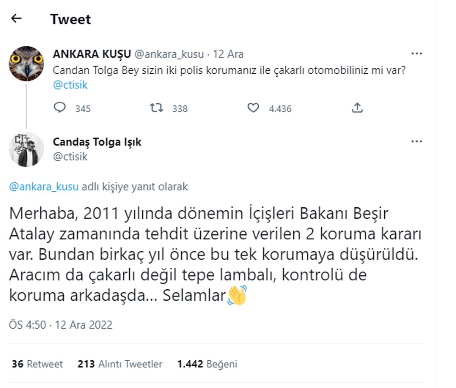 Candaş Tolga Işık, polis koruması olduğunu açıkladı! Paylaşımı gören Atilla Taş, çileden çıktı: Helal, kurnaz herifsin aç kalmazsın